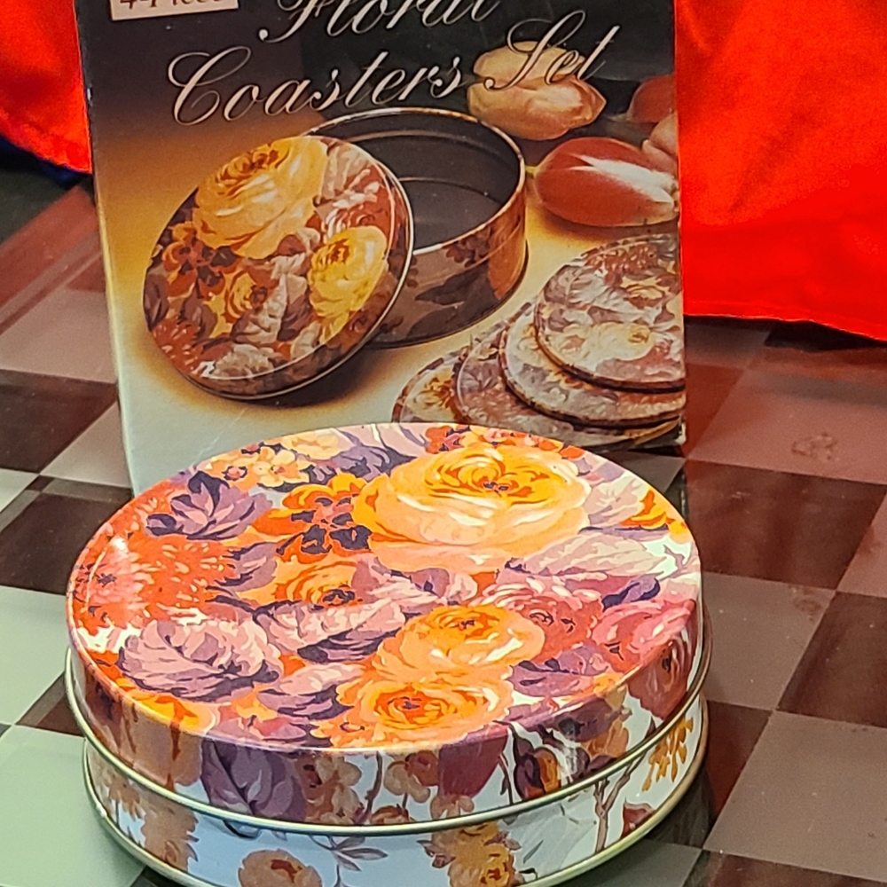 4 pcs coaster in tin super victorian cute